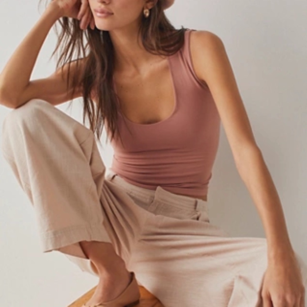 Free people clean lines muscle cami xs/s copper rose NWT